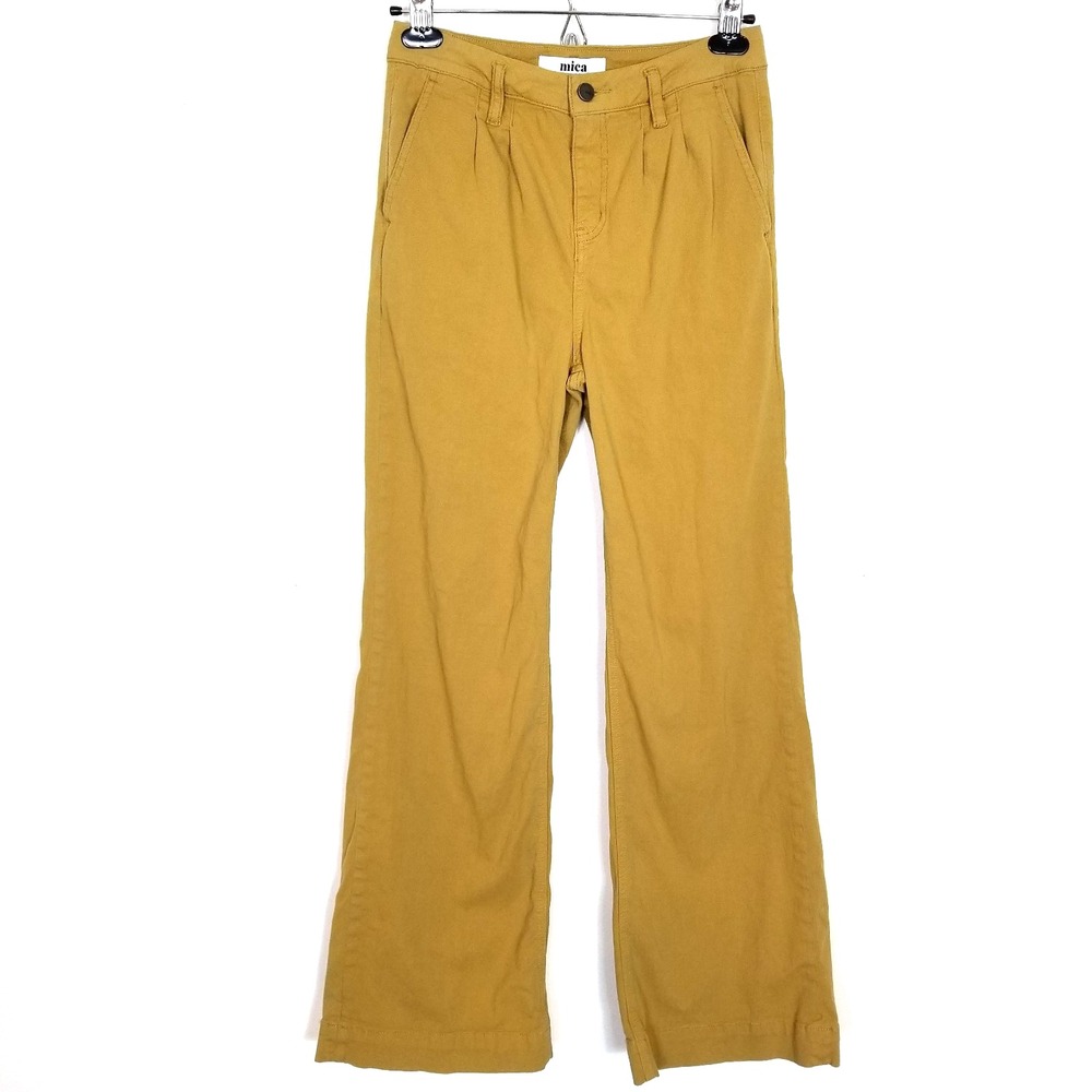 Mica Women Wide-leg Canvas‎ Trousers Pants  25 Mustard Yellow Y2K Boho High Rise